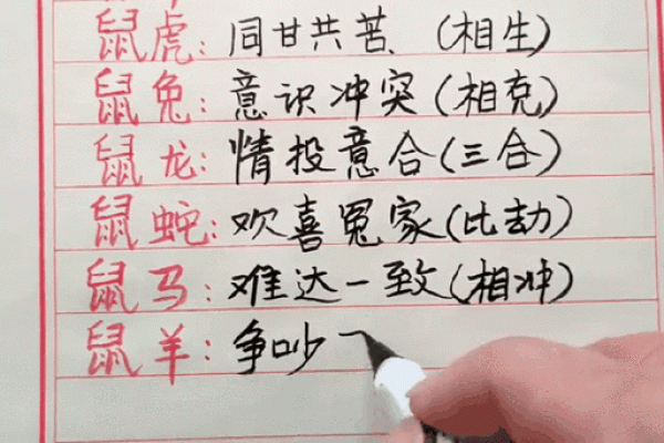 生肖鼠与十二生肖配对情况